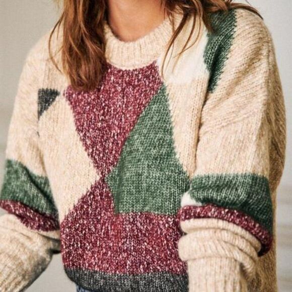 Sézane Pull Nathanael Sweater Knitted Long Sleeve Women's Multi Size XS NWOT - Picture 3 of 8